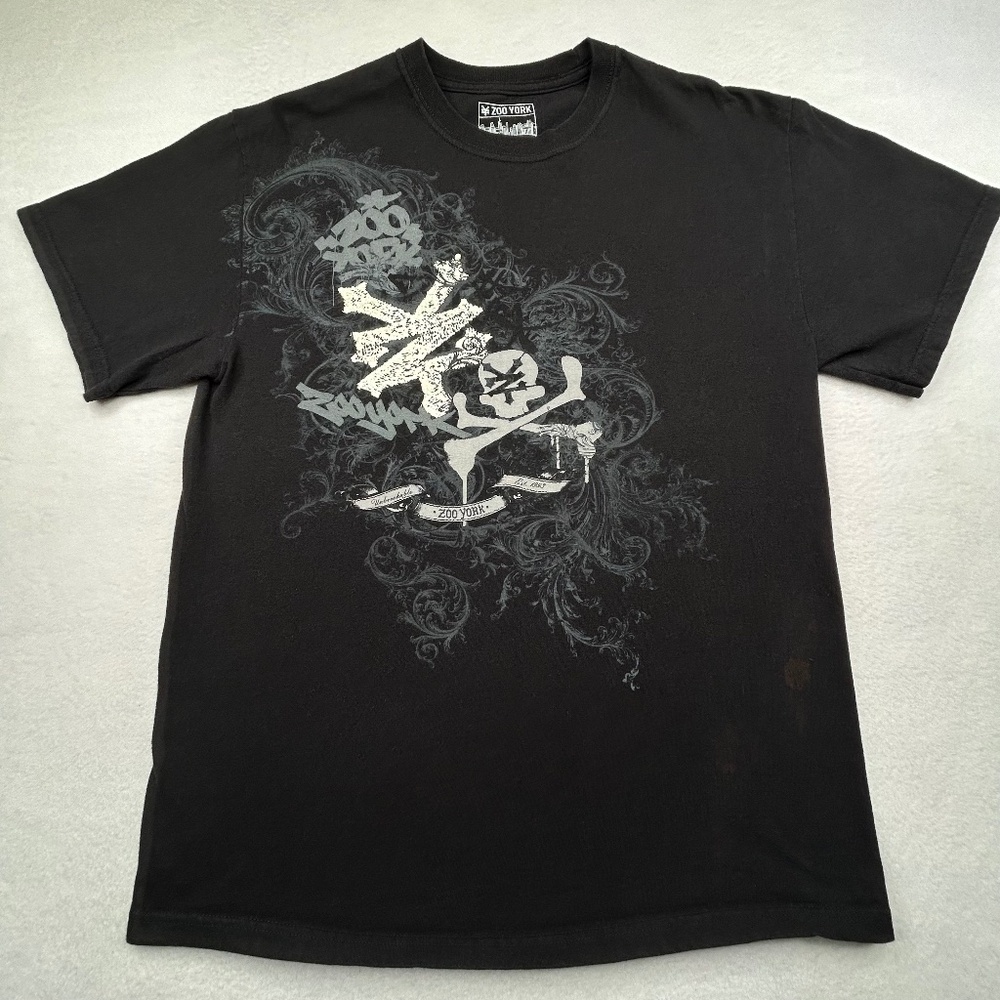 Zoo York VINTAGE Y2K Skull Black Graphic T-shirt Men’s Medium Skate Streetwear